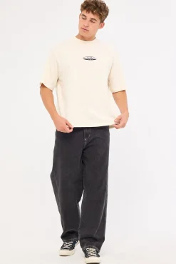 Lifted Spirits Embro Box Fit Oversize Short tee Unbleached