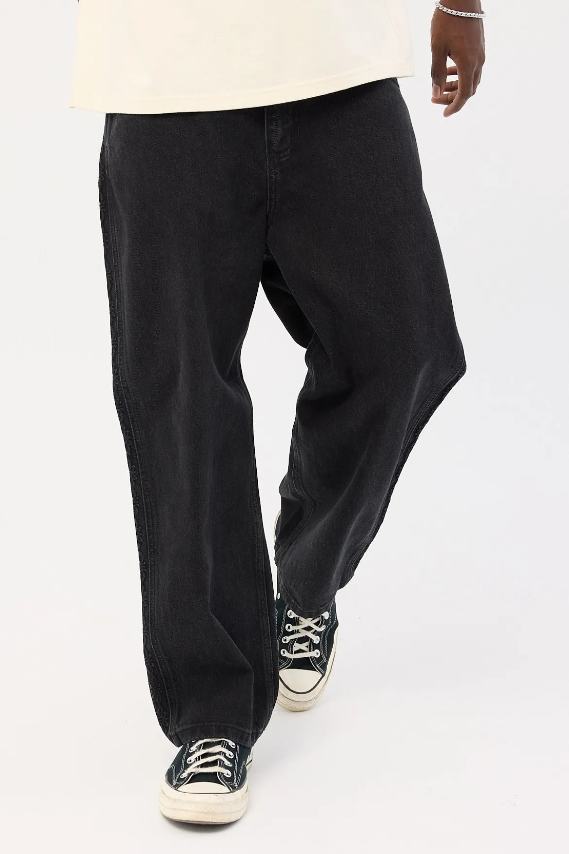 Lighten Up Big Slacker Cropped Denim Jean Aged Black