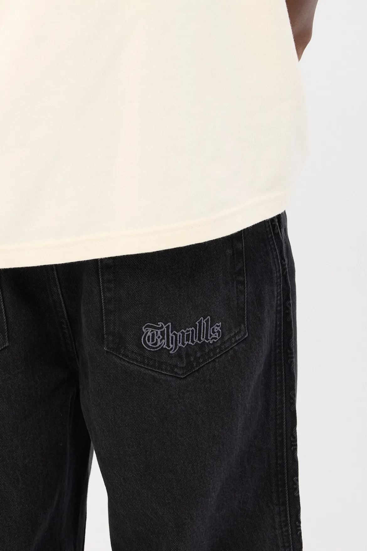 Lighten Up Big Slacker Cropped Denim Jean Aged Black