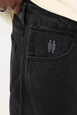Lighten Up Big Slacker Cropped Denim Jean Aged Black
