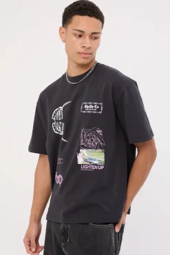 Lighten Up Box Fit Oversize Short Tee Washed Black