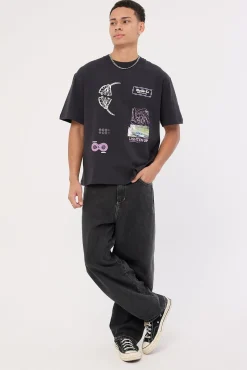 Lighten Up Box Fit Oversize Short Tee Washed Black
