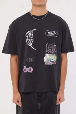 Lighten Up Box Fit Oversize Short Tee Washed Black