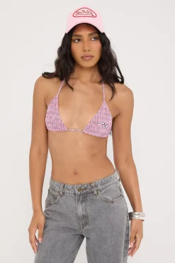 Lightning Smocked Bralette Pink Check