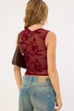 Lihat Top Botanical Flock Flower Maroon