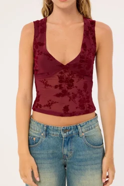 Lihat Top Botanical Flock Flower Maroon
