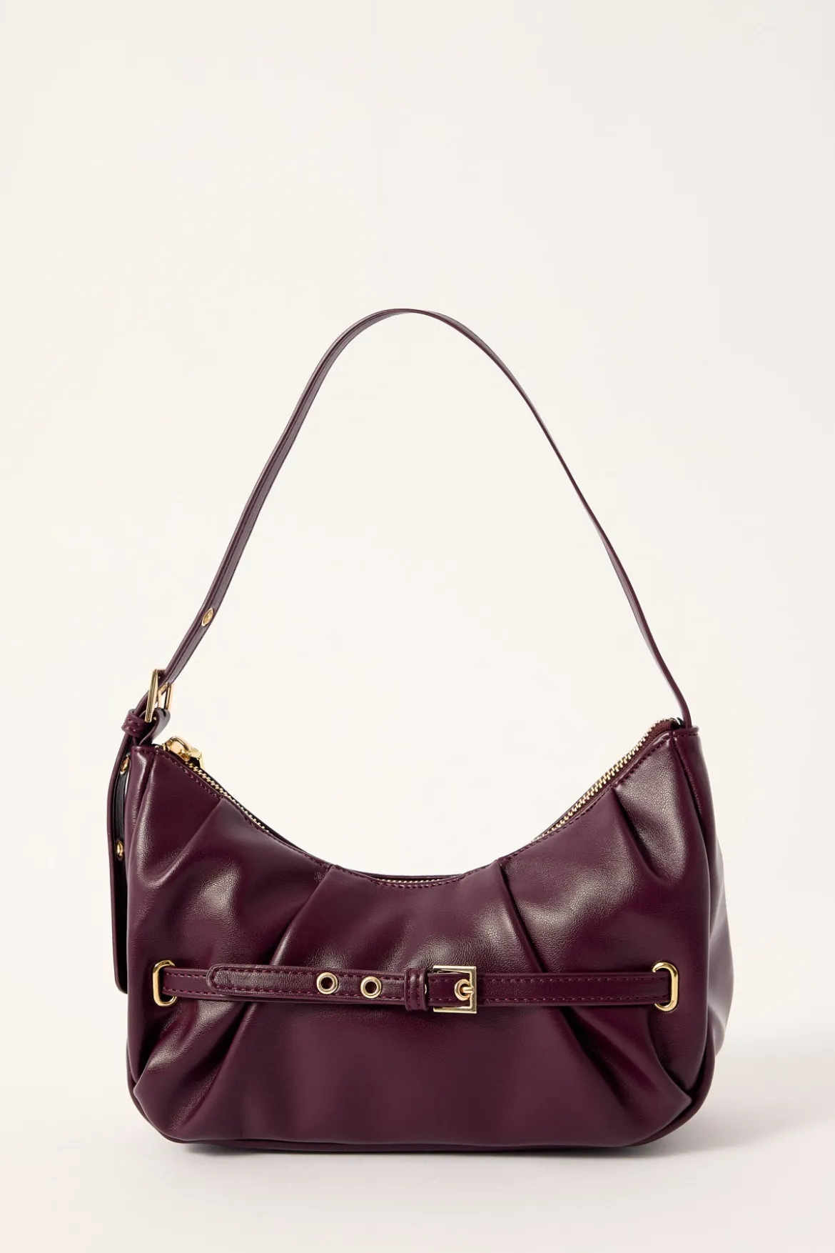 Lila Buckle Shoulder Bag Plum