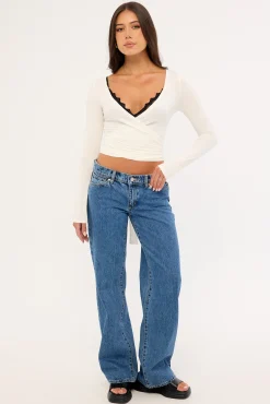 Lila Wrap Long Sleeve Top White