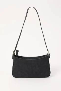 Lilu Shoulder Bag Black Suede PU