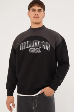 Limitz Panel Crew Sweat Black