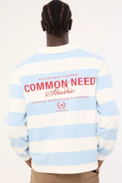 Lineup Cropped Rugby Shirt Light Blue/White