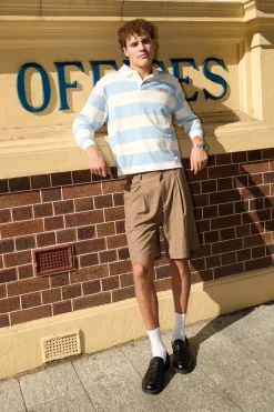 Lineup Cropped Rugby Shirt Light Blue/White