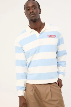 Lineup Cropped Rugby Shirt Light Blue/White