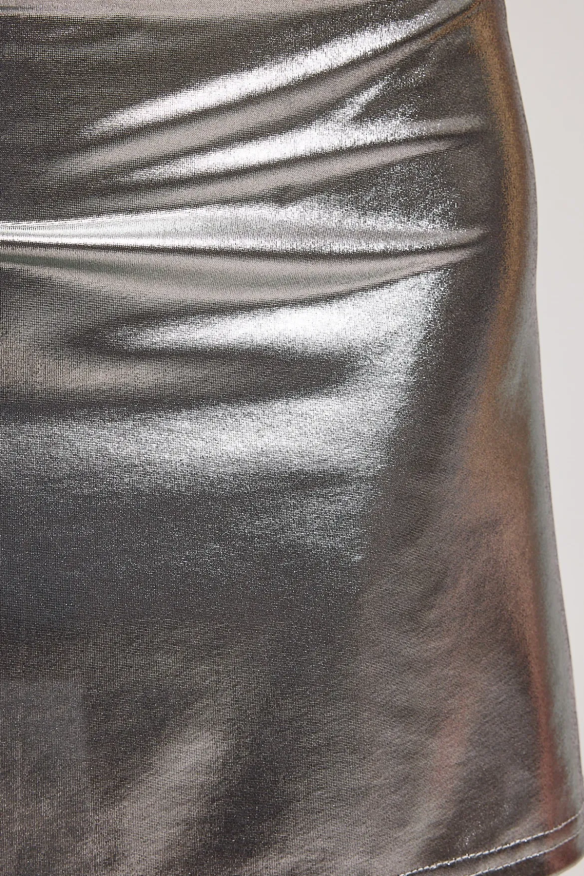 Liquid Metal Tie Mini Skirt Silver