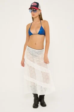 Liquid Metal Tie Up Bralette Blue