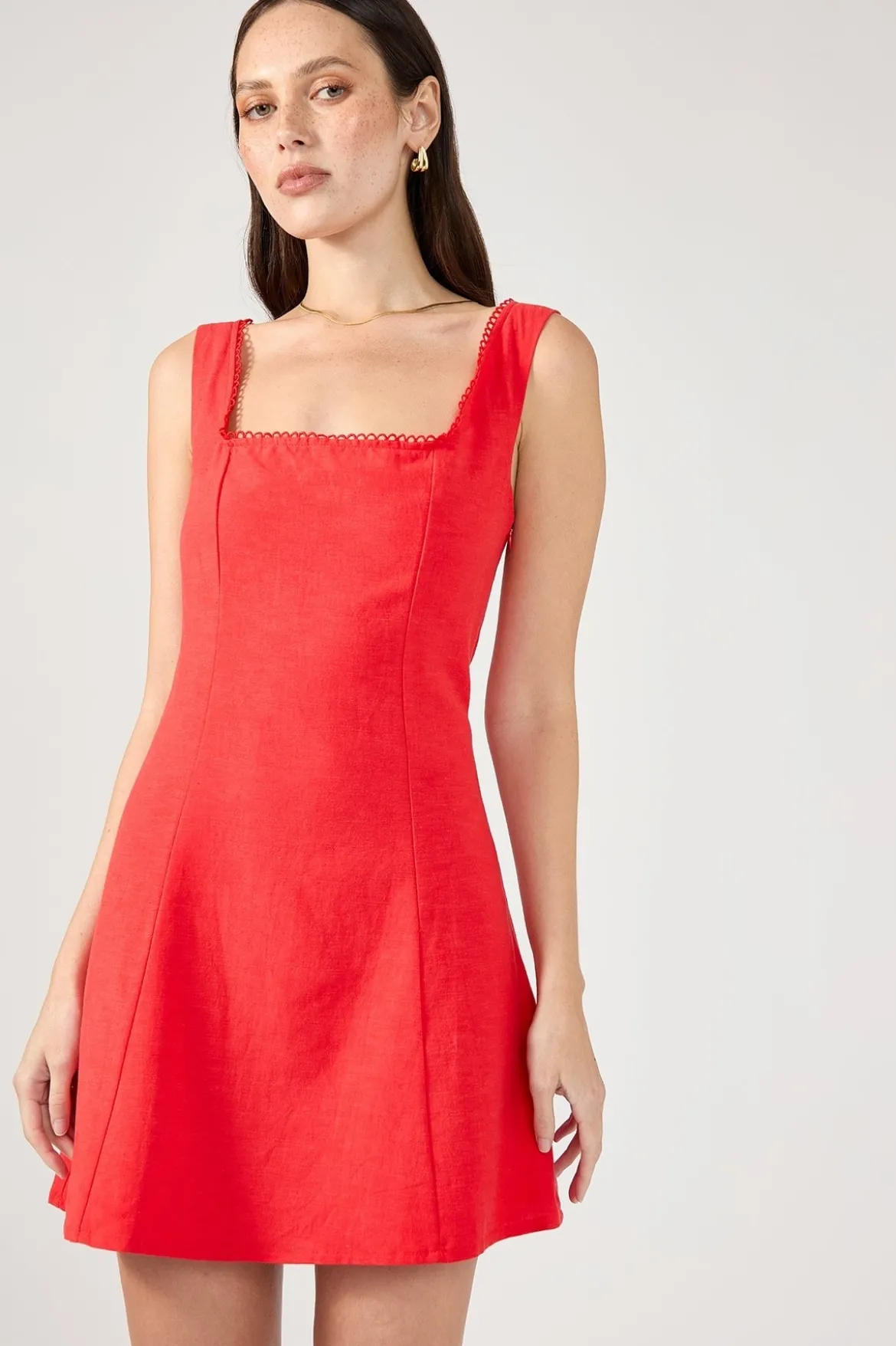 Lizzy Linen Mini Dress Red
