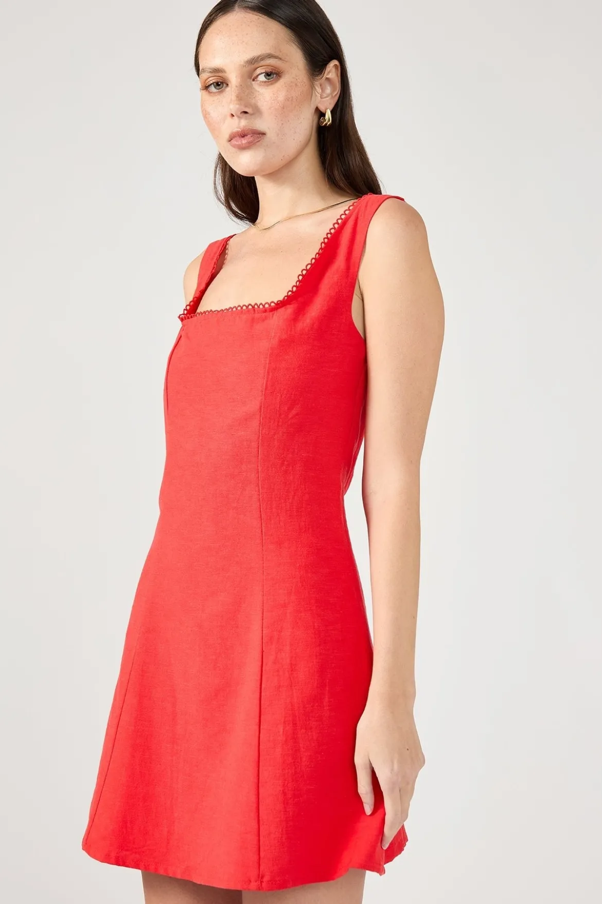 Lizzy Linen Mini Dress Red