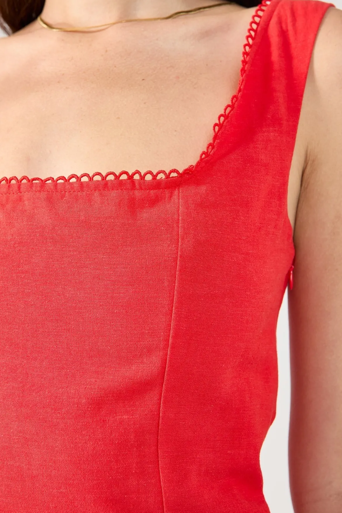 Lizzy Linen Mini Dress Red