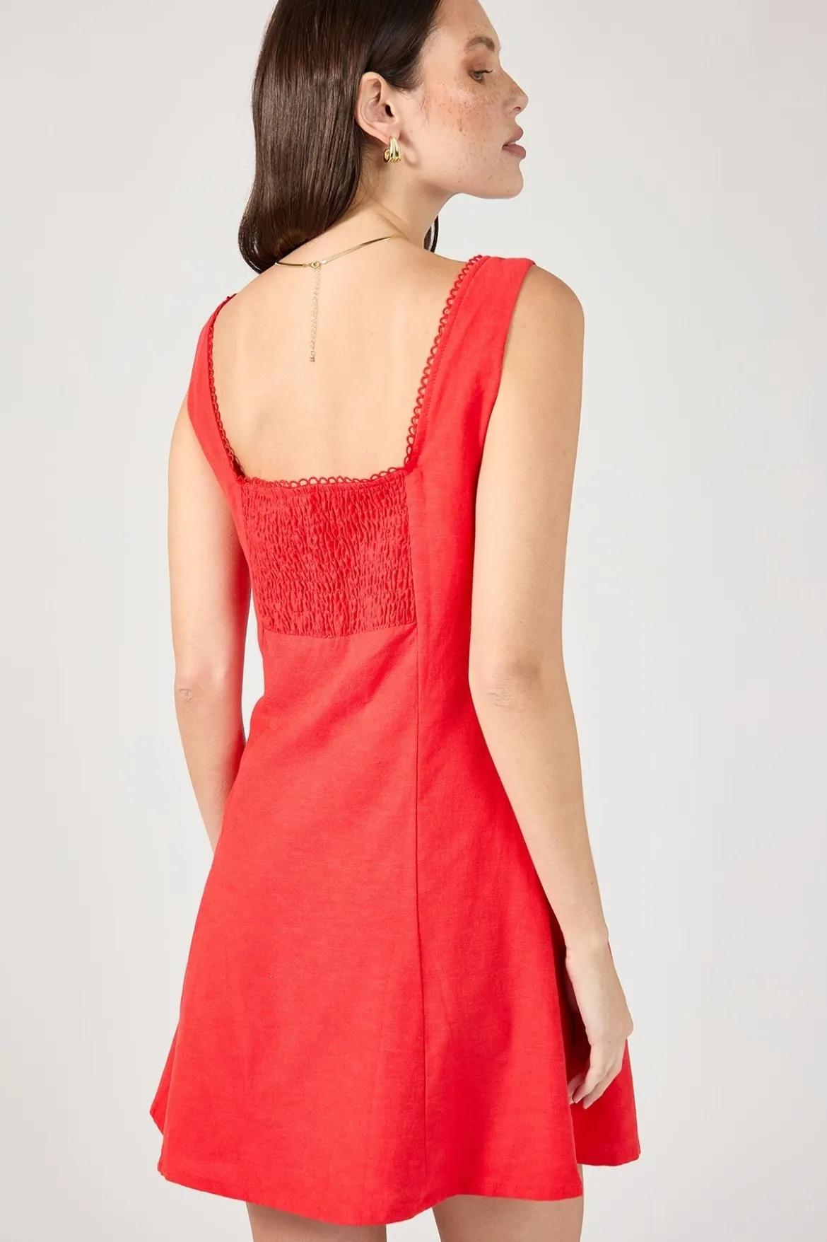 Lizzy Linen Mini Dress Red