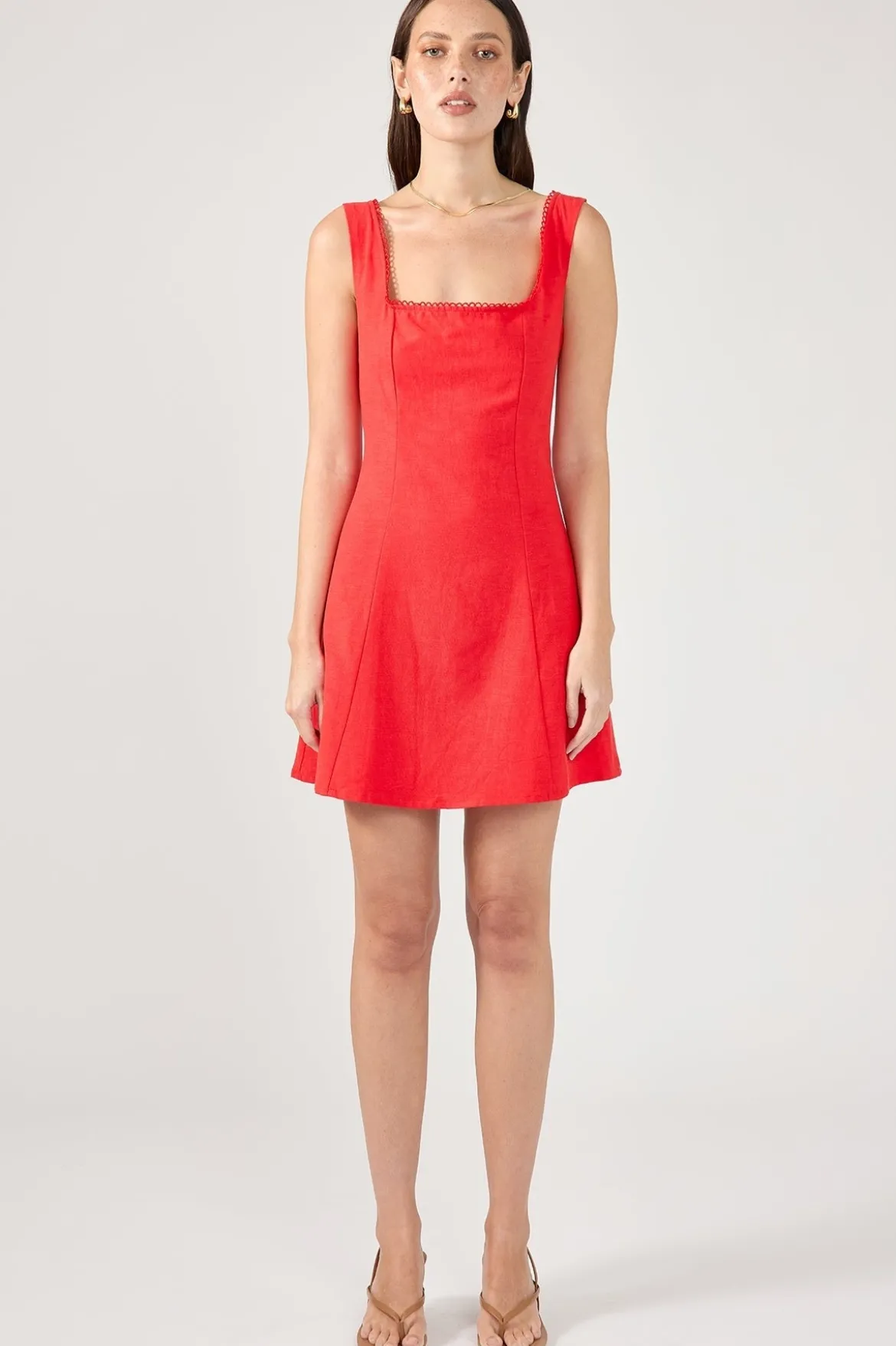 Lizzy Linen Mini Dress Red