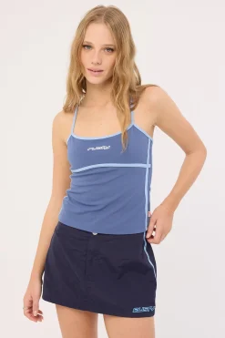 Lombardi Nylon Mini Skirt Navy