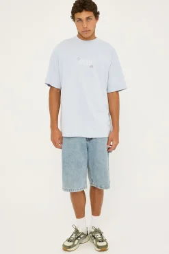 Londres Heavyweight Boxy Tee Pale Blue
