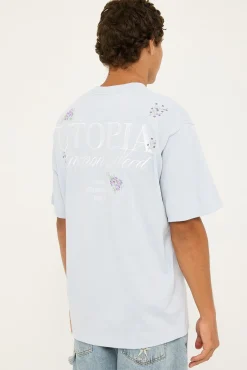 Londres Heavyweight Boxy Tee Pale Blue