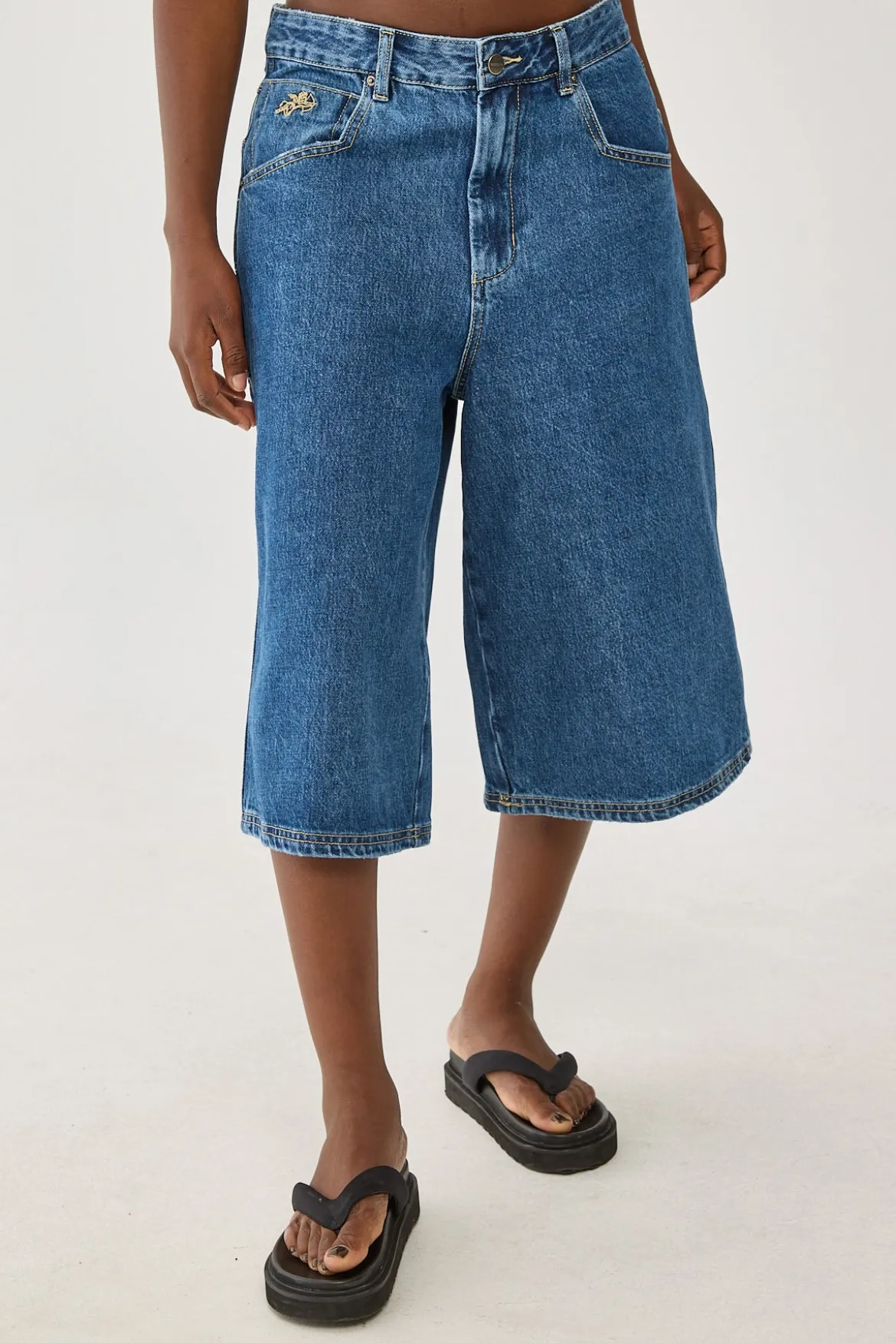 Long Boy Short Worn Rinsed Blue