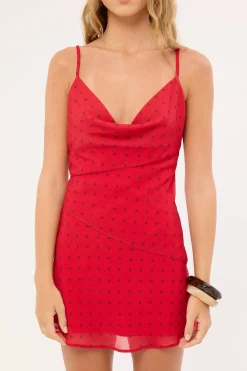 Lorelai Polka Mini Dress Red Polka Print