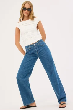 Loren Ruched Off Shoulder Top White