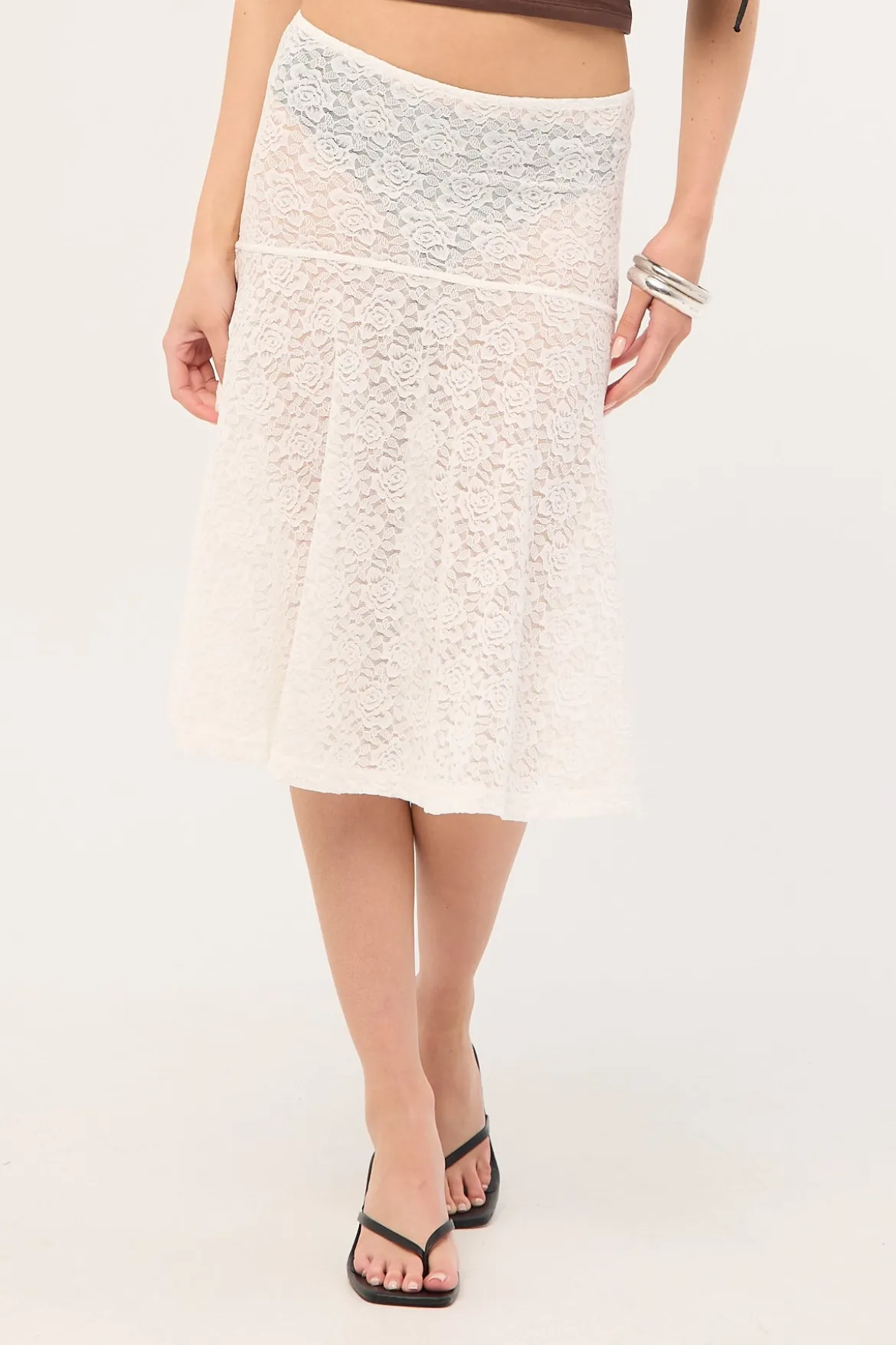 Loretta Lace Midi Skirt White