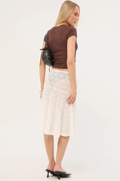 Loretta Lace Midi Skirt White