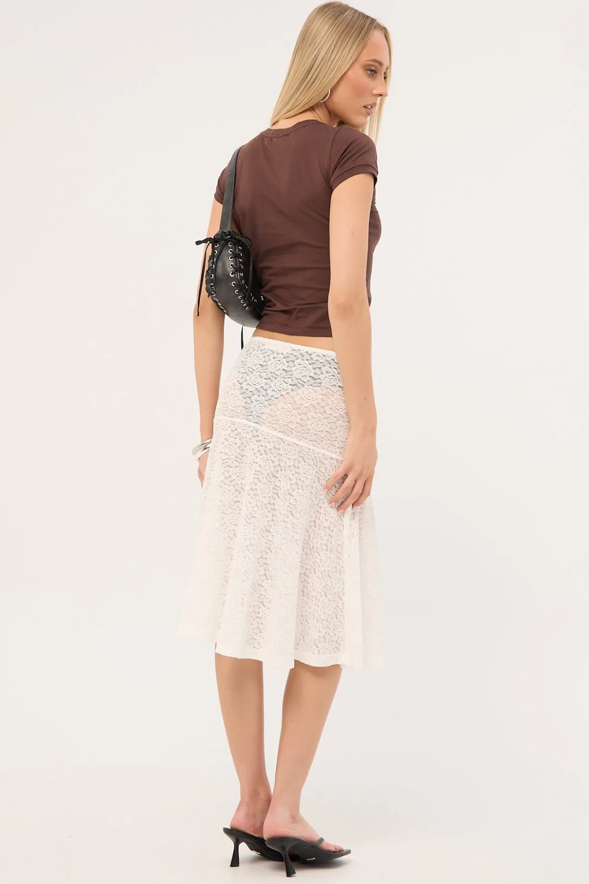 Loretta Lace Midi Skirt White