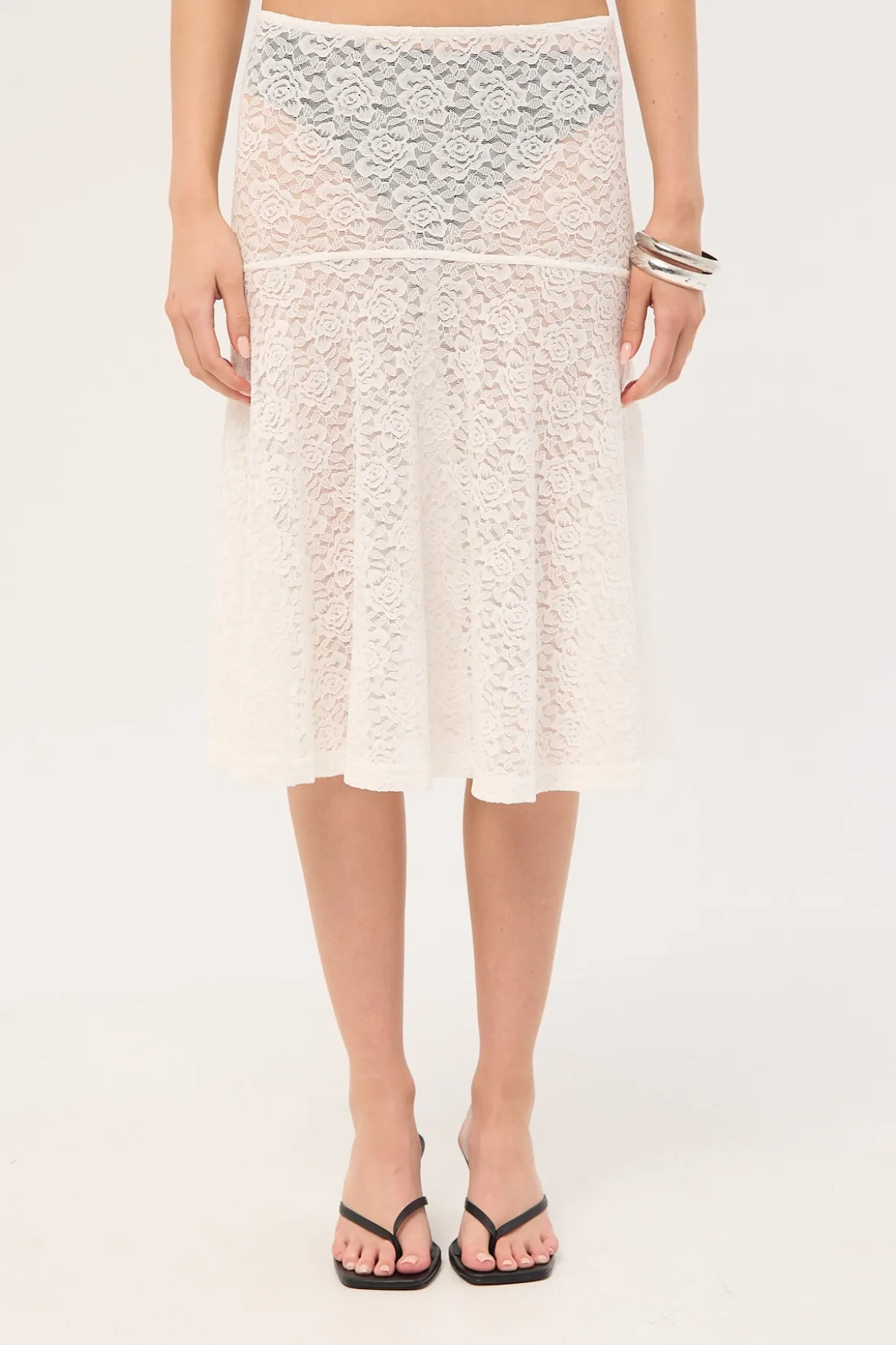 Loretta Lace Midi Skirt White