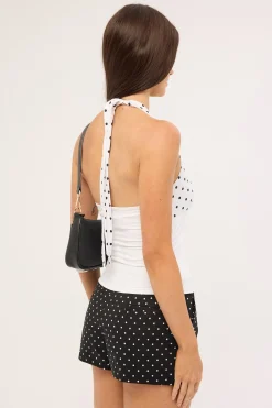Lori Polka Halter Top Off White