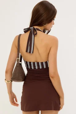 Lori Stripe Mini Dress Brown Stripe