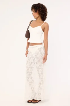 Lotta Lace Sequin Maxi Skirt White