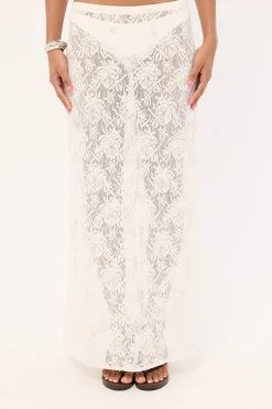 Lotta Lace Sequin Maxi Skirt White