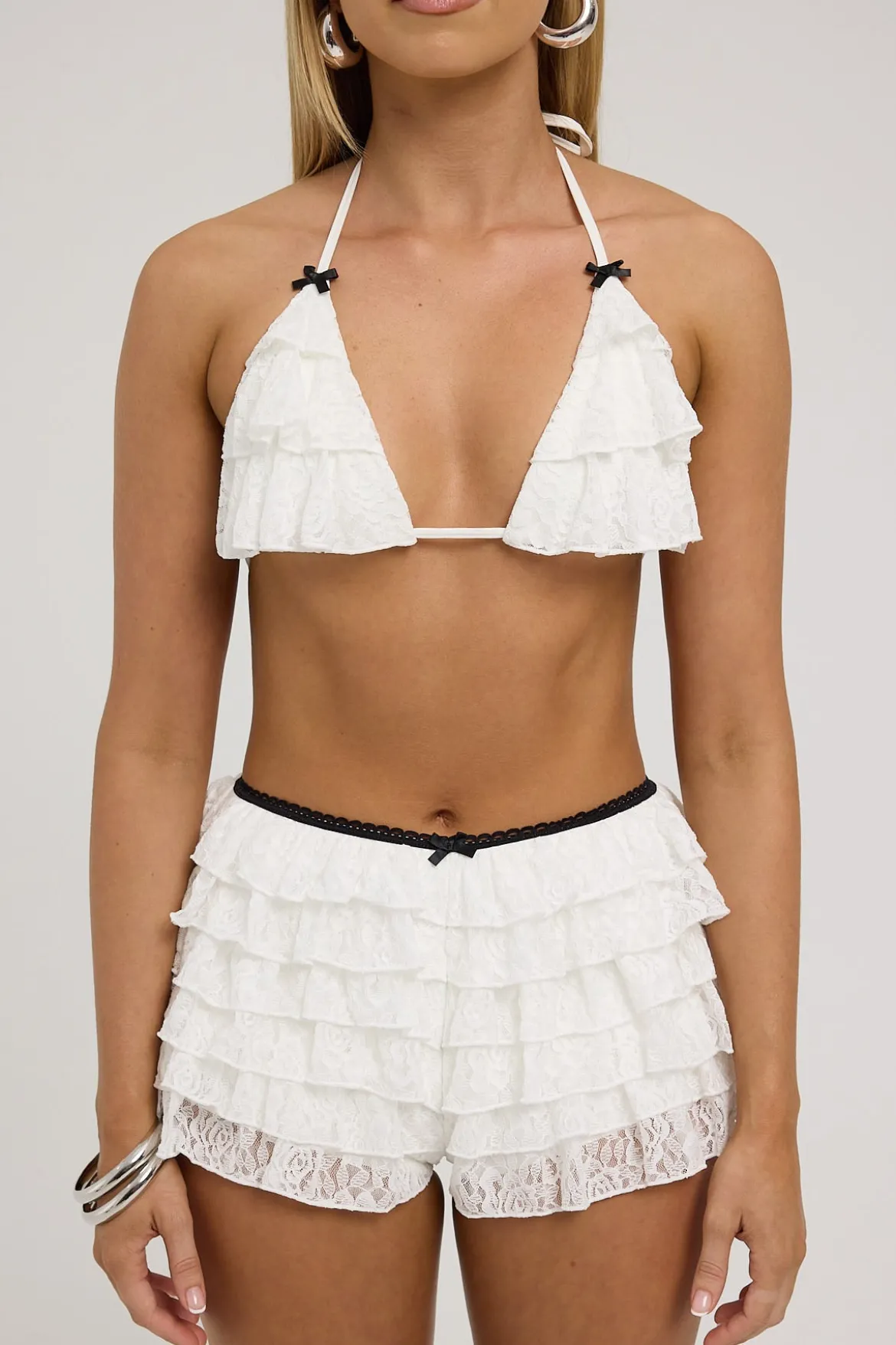 Lottie Lace Frill Bralette White Lace