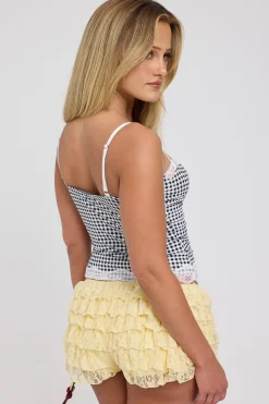 Lottie Lace Frill Mini Shorts Lemon