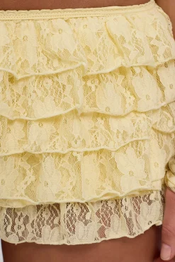 Lottie Lace Frill Mini Shorts Lemon