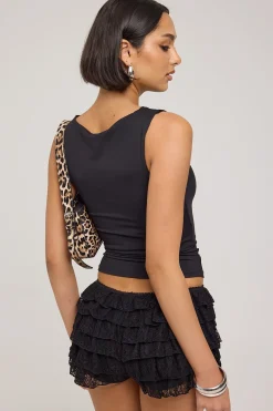 Lottie Lace Frill Mini Shorts Black