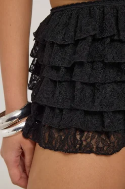 Lottie Lace Frill Mini Shorts Black