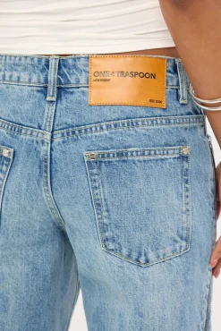 Low Riders Low Waist Wide Leg Zipped Denim Jeans Pretty Blue