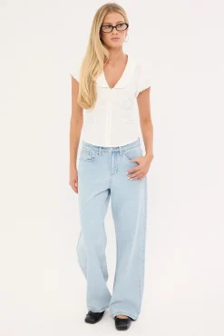 Low Rise Baggy Jean Light Blue Denim