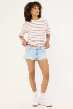 Low Rise Denim Shorts Light Blue Denim