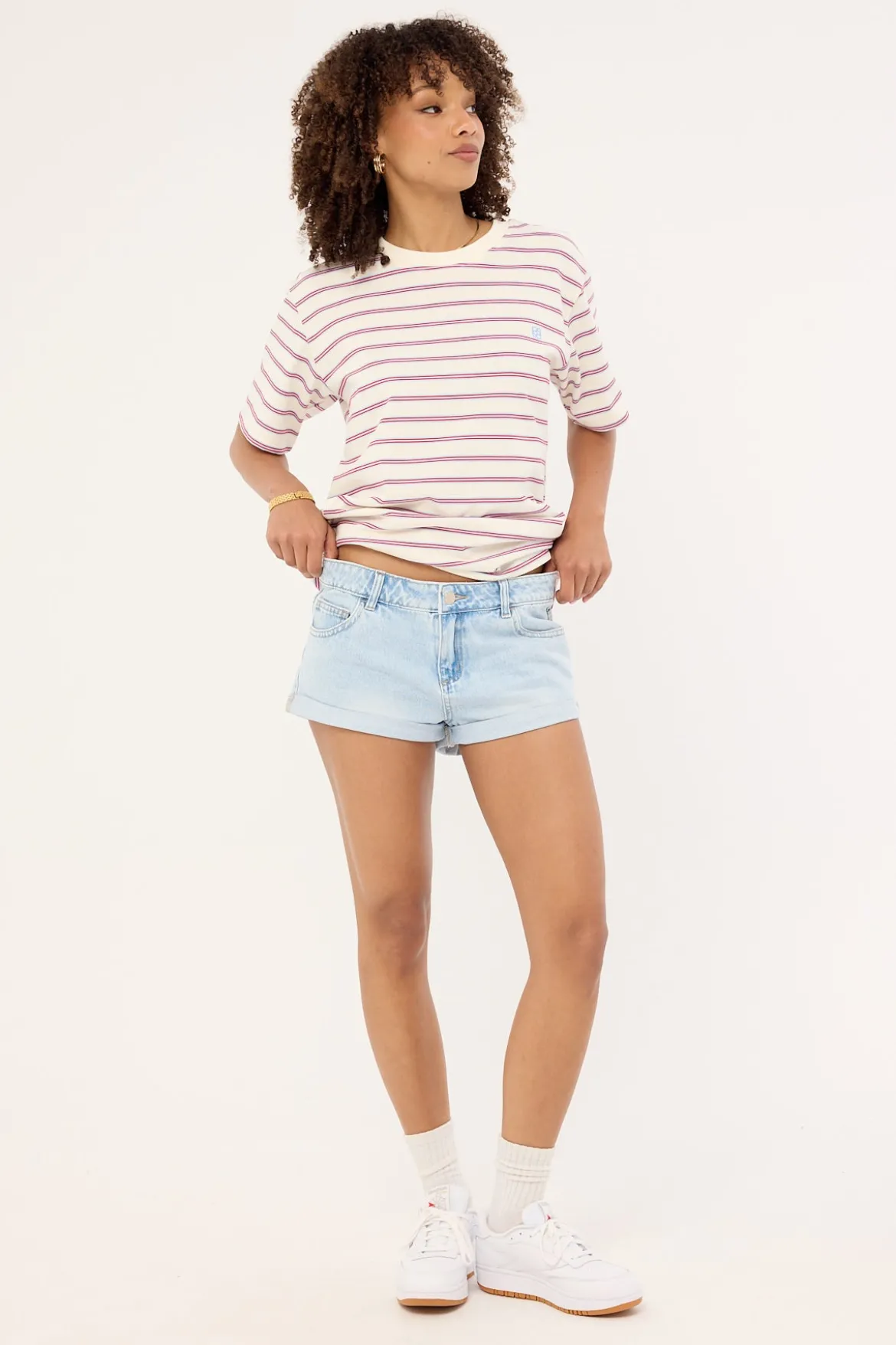 Low Rise Denim Shorts Light Blue Denim