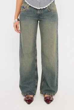 Low Rise Parallel Jean Brown Blue Acid