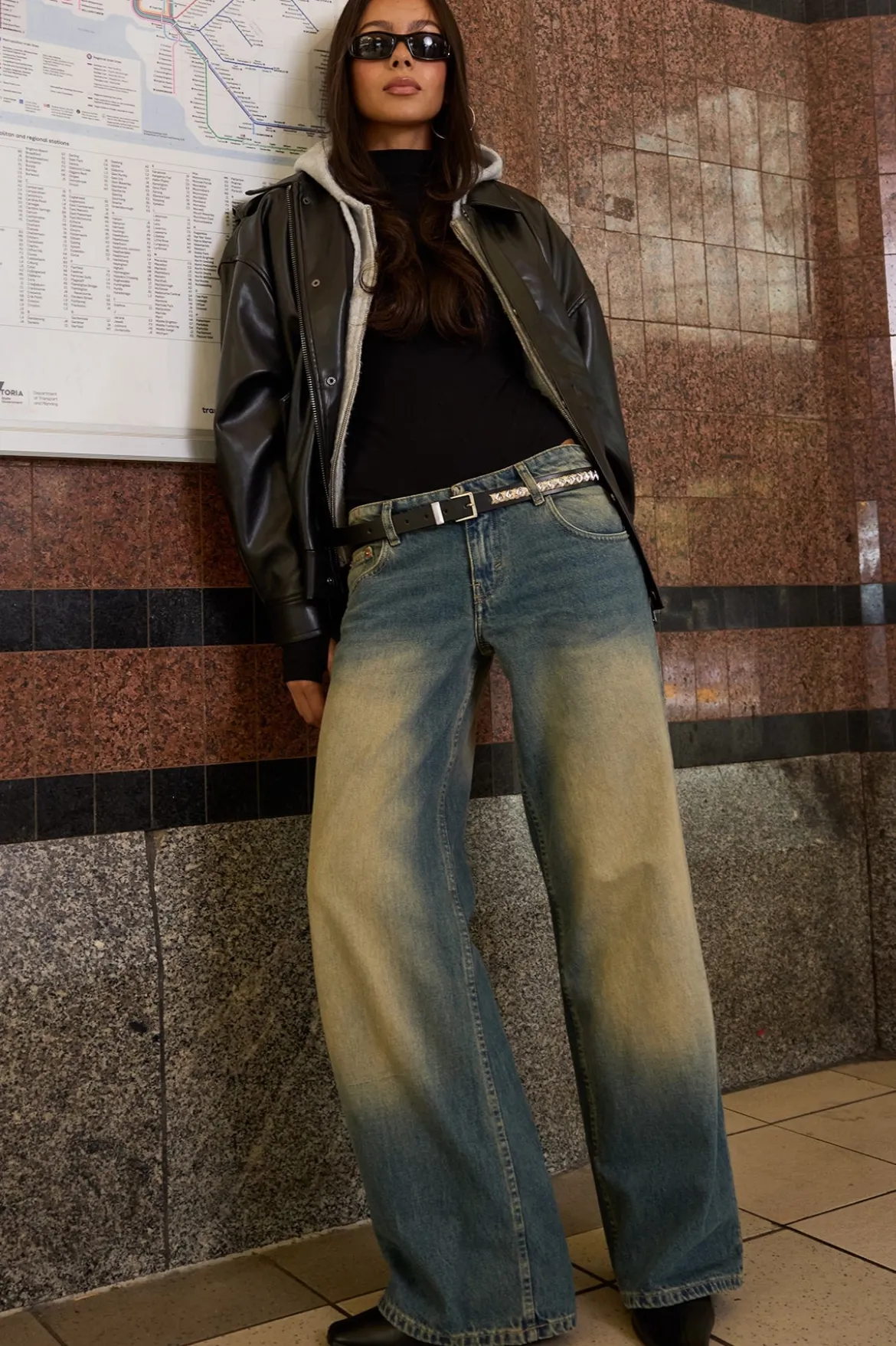 Low Rise Parallel Jean Extreme Blue Green Denim