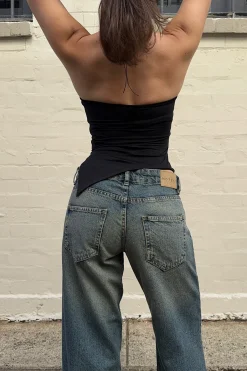 Low Rise Parallel Jean Extreme Blue Green Denim
